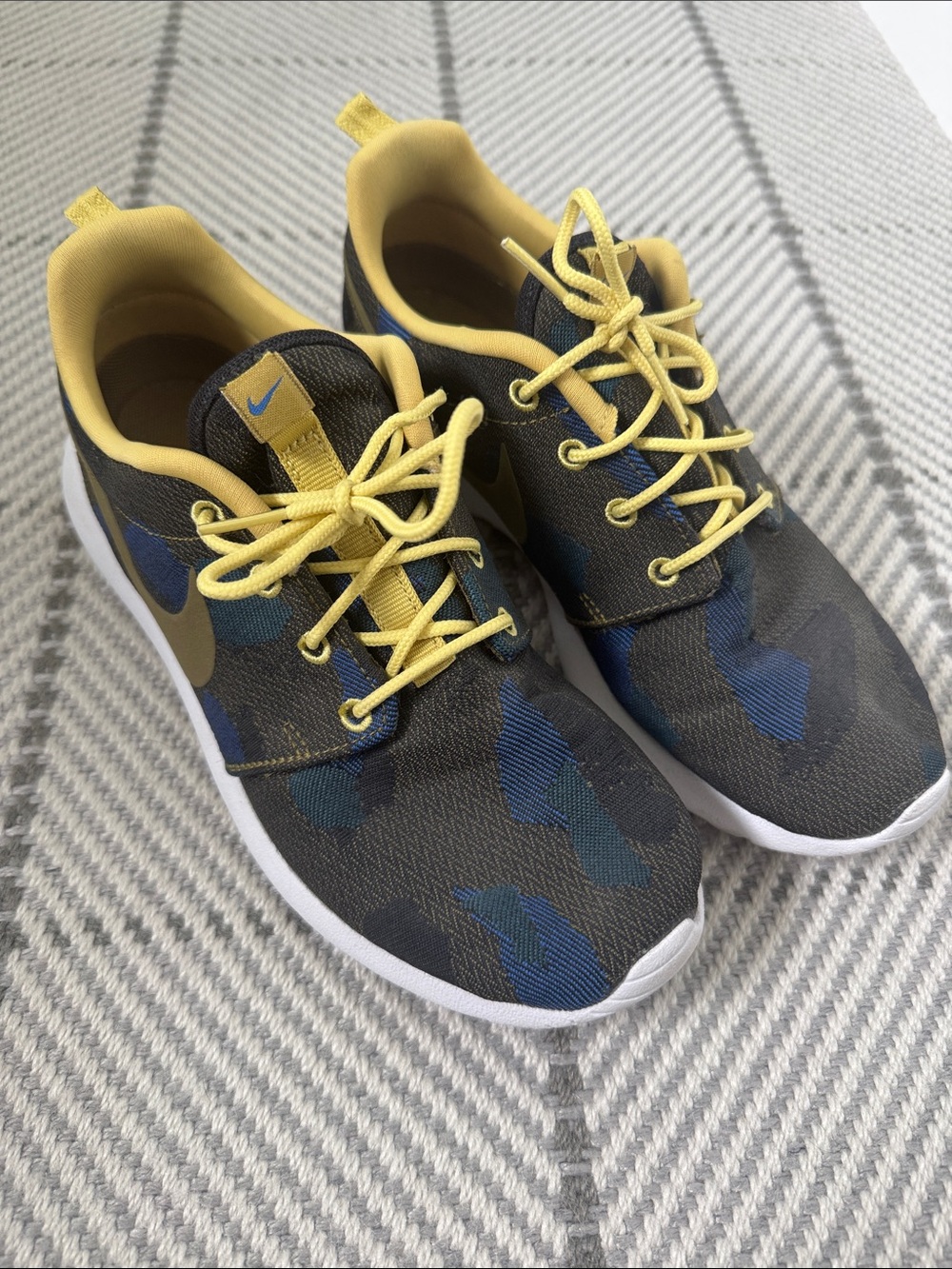 Nike Yellow and Blue Camo Sneakers